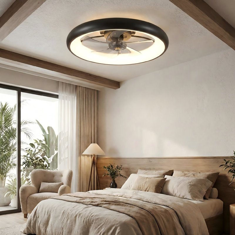 Ventilateur de plafond moderne avec lumières et télécommande, ventilateur à DEL à intensité variable avec fonction de mémoire, moteur réversible silencieux, coffre-fort