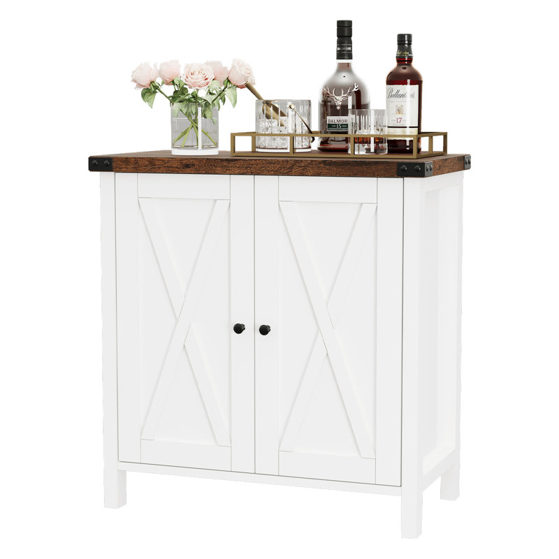 Petite armoire de rangement, buffet de ferme avec 2 portes et tablettes réglables, console de vestibule décorative