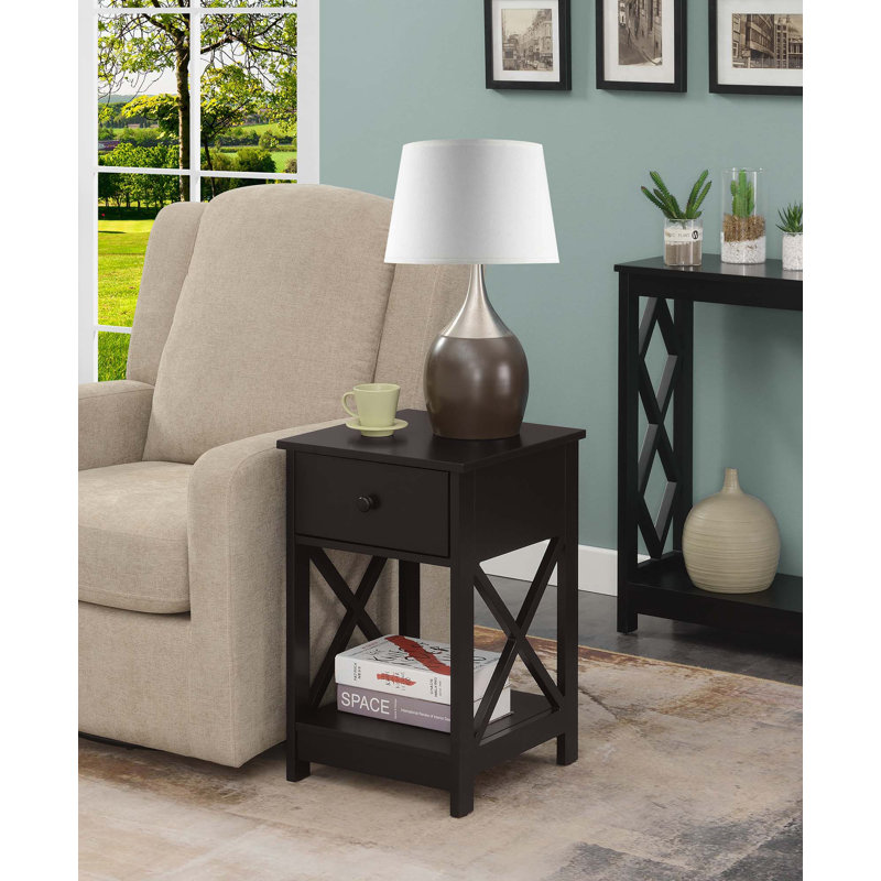 Darek End Table with 1 Drawer and Shelf, Espresso