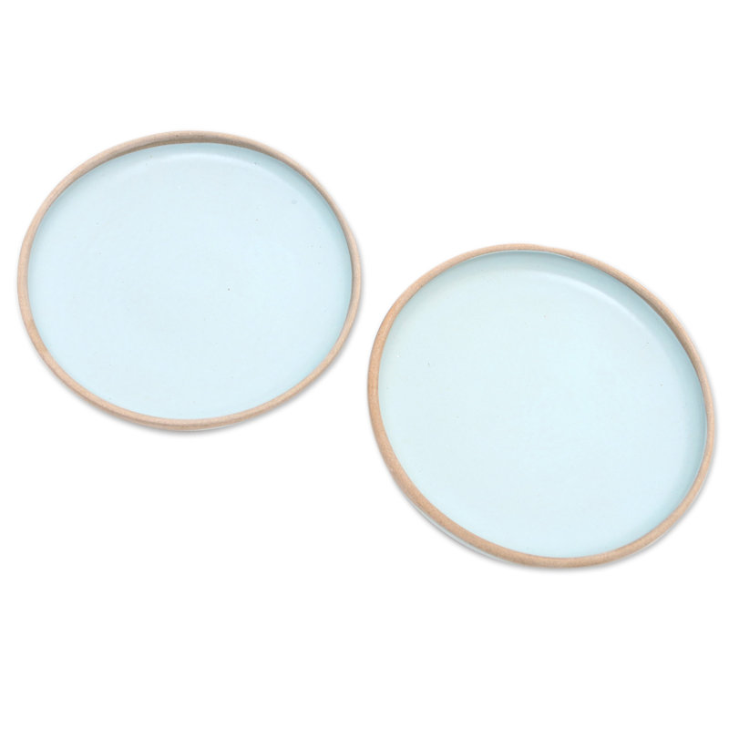 Latitude Run® Handmade Blue Bounty Ceramic Salad Plates (Pair)