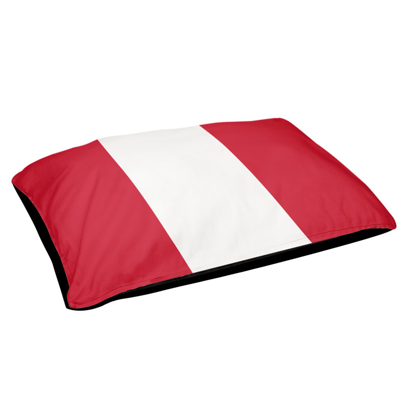 Coussin de lit pour chien Cincinnati, Moyen (H 6,5 po x l 40 po x P 30 po), Rouge / Blanc