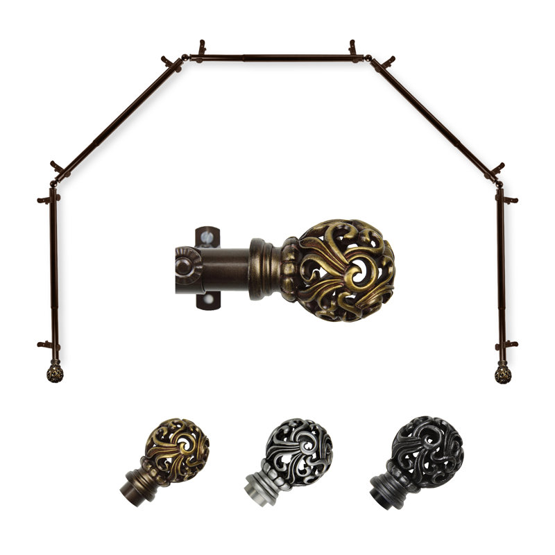 Tringle à rideaux simple pour baie vitrée à 5 côtés Hardaway, Cacao, 28 po à 48 po (chaque côté)