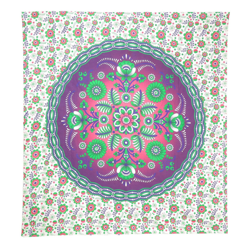 Tapisserie 88 po x 84 po à motif floral en coton vert mauve et blanc