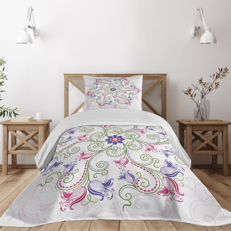 Twin White Quilted Bedspread Set with Pillow Sham