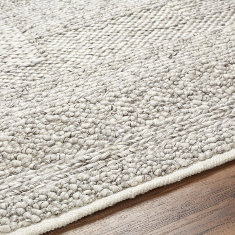 Vesta Handmade Hand Woven Light Gray Rug, Rectangle 5' x 7'6"