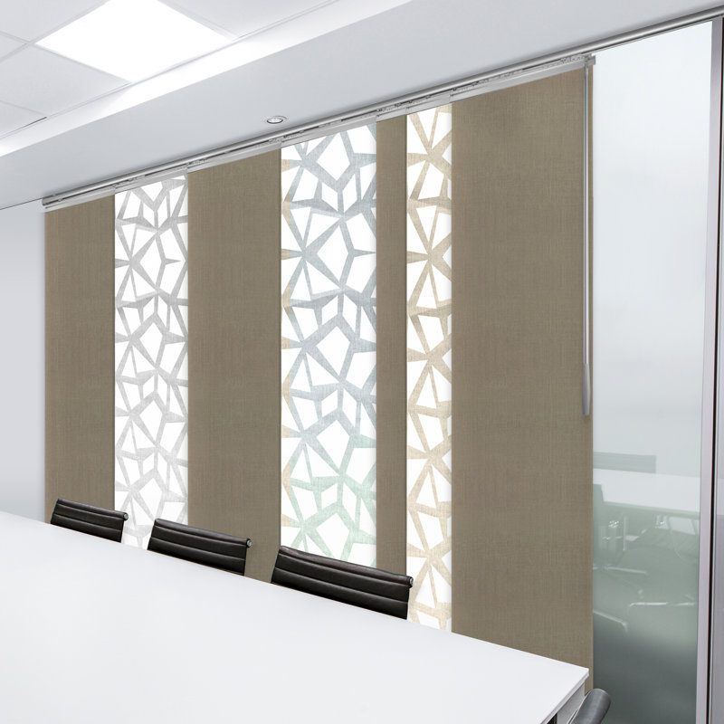 7-Panel Single Rail Panel Track Extendable 110"-153" W x 94"H, Panel width 23.5", Shattered, Cornsil, White