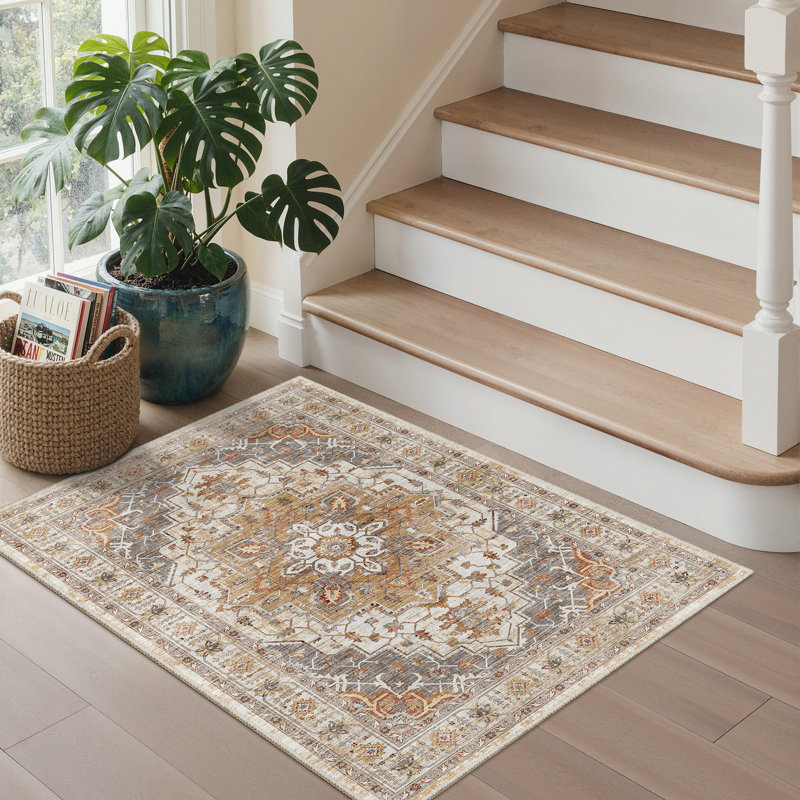 Tapis antidérapant Malila, Gris, Rectangulaire 2 pi x 3 pi