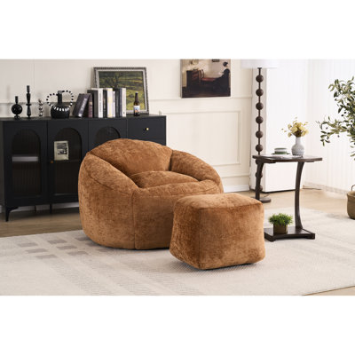 Fauteuil à billes rembourré de mousse pour adultes et adolescents, teinture-chenille, 41,1 po de diamètre, 25,59 po de hauteur, fauteuil pour adulte confortable de longue durée, mousse ultra douce, housse en chenille, absorbe la transpiration, élégant