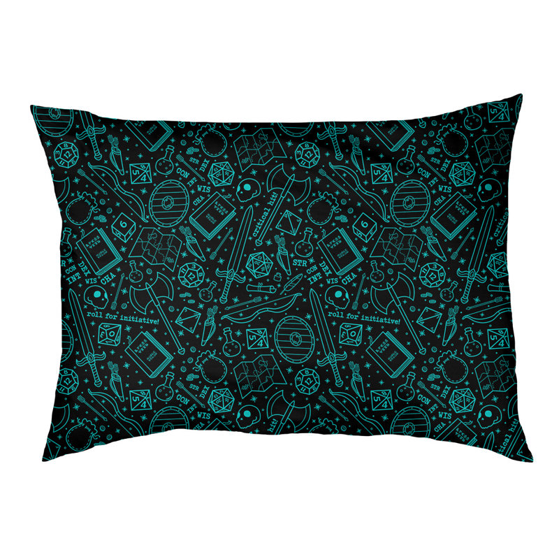 Coussin Byrge, Petit (l 29,5 po x P 19,5 po x H 9,5 po), Noir / bleu sarcelle