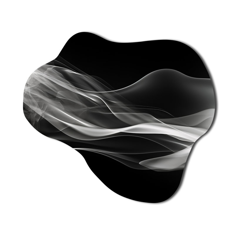 «Black Abstract Contemplative Abstraction I - Cloud Abstract Modern Waves», reproduction d'art asymétrique