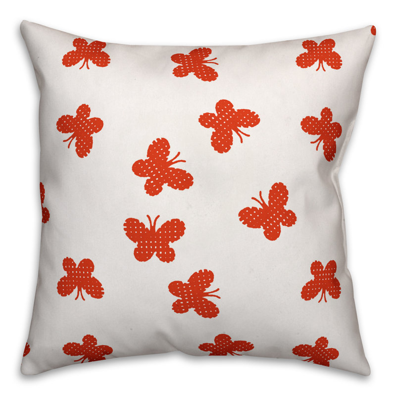 Housse de coussin Butterfly, 16 po x 1 po, Rouge