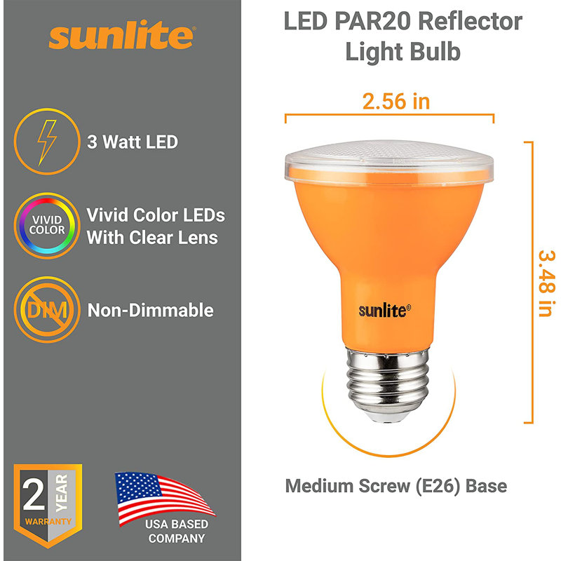 0.4 Watt (7 Watt Equivalent), PAR20 LED Non-Dimmable Light Bulb, Non-adjustable E26/Medium (Standard) Base
