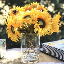 Giant Sunflower Water Illusion Floral Arrangement in Large Teardrop Vase 