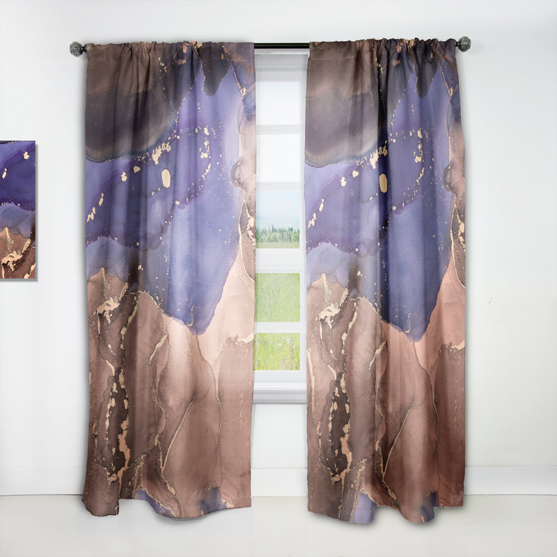 Panneau de rideau simple brun semi-transparent abstrait Luxury, L 52 po x L 95 po