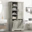 Armoire de rangement de salle de bain avec portes et tiroirs, panier à linge inclinable-1190135927