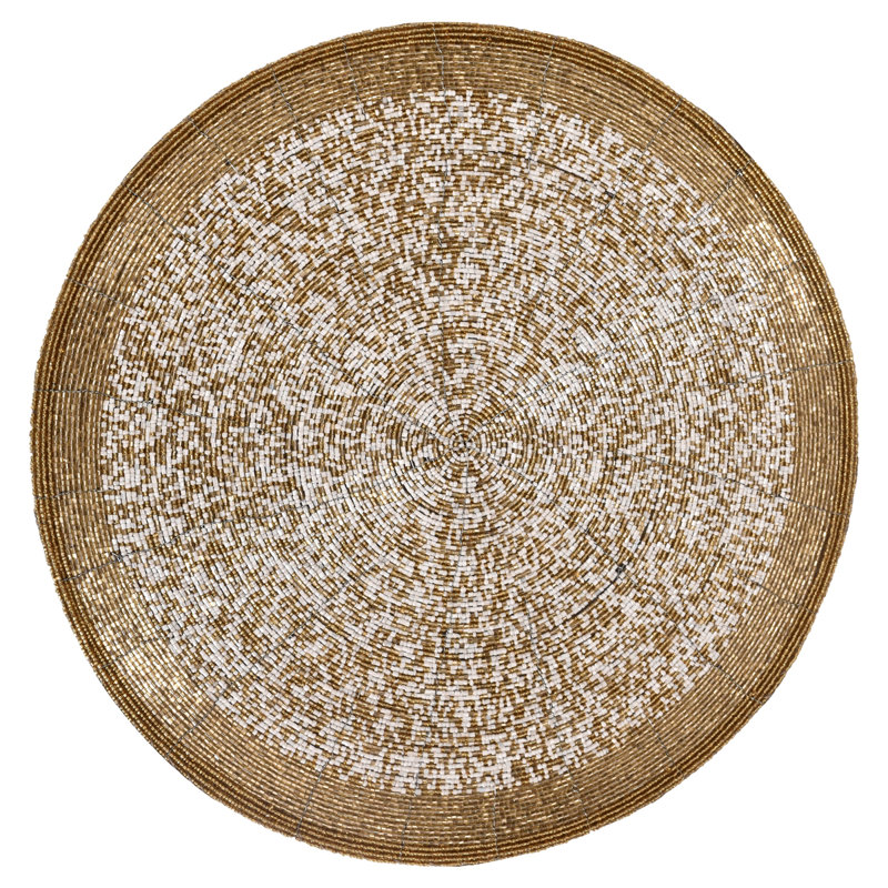 Gold and White Beaded Round Placemats Set of 4