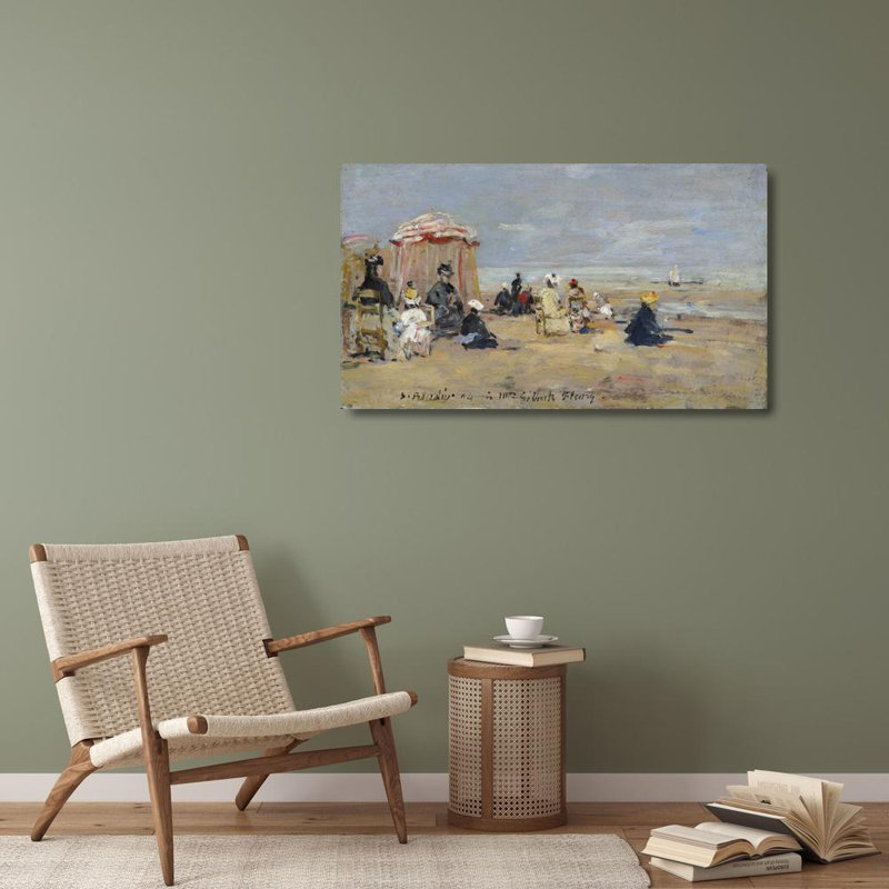 "On the Beach" par Eugène Boudin - Toile tendue avec châssis, H 40 po x l 28 po