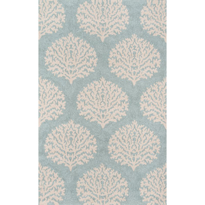 Tapis bleu bouclé fait main Cline
