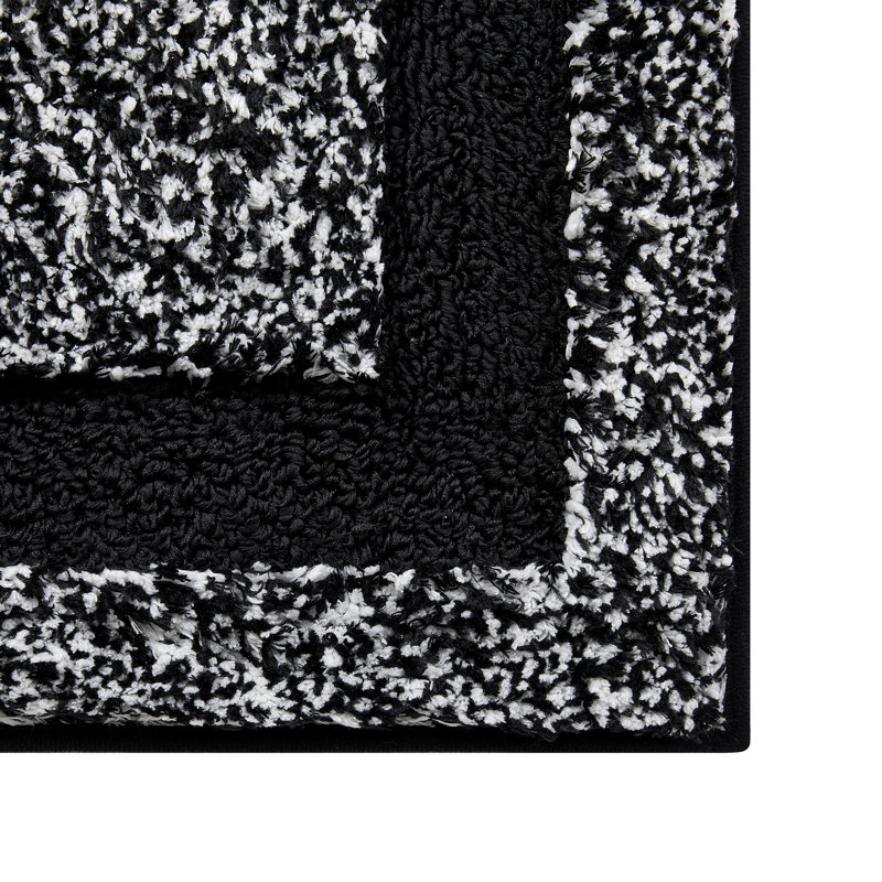 Heathered Hotel 2-Piece Abstract Bath Rug Set, Black/White