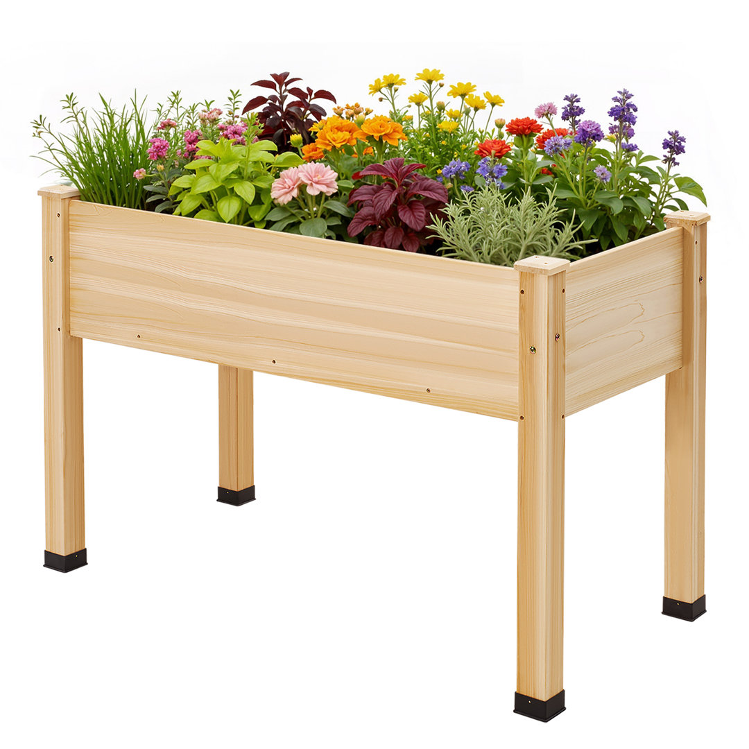 Wooden Raised Garden Bed With Legs - Elevated Planter Box Outdoors For Deep Rooted Plants, Ideal For Balcony, Easy Assembly, Patio