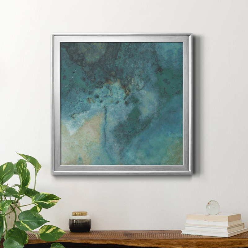 Azur IV - Peinture sur toile encadrée, H 22,5 po x l 22,5 po x P 1,5 po, Argent