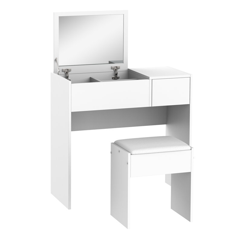 Asthon Dressing Table with Mirror, White
