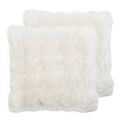 Nuage Natural Ultra-Soft Faux Fur Throw Pillow with Insert, Set of 2, 18" x 18" square, High-Pile Plush