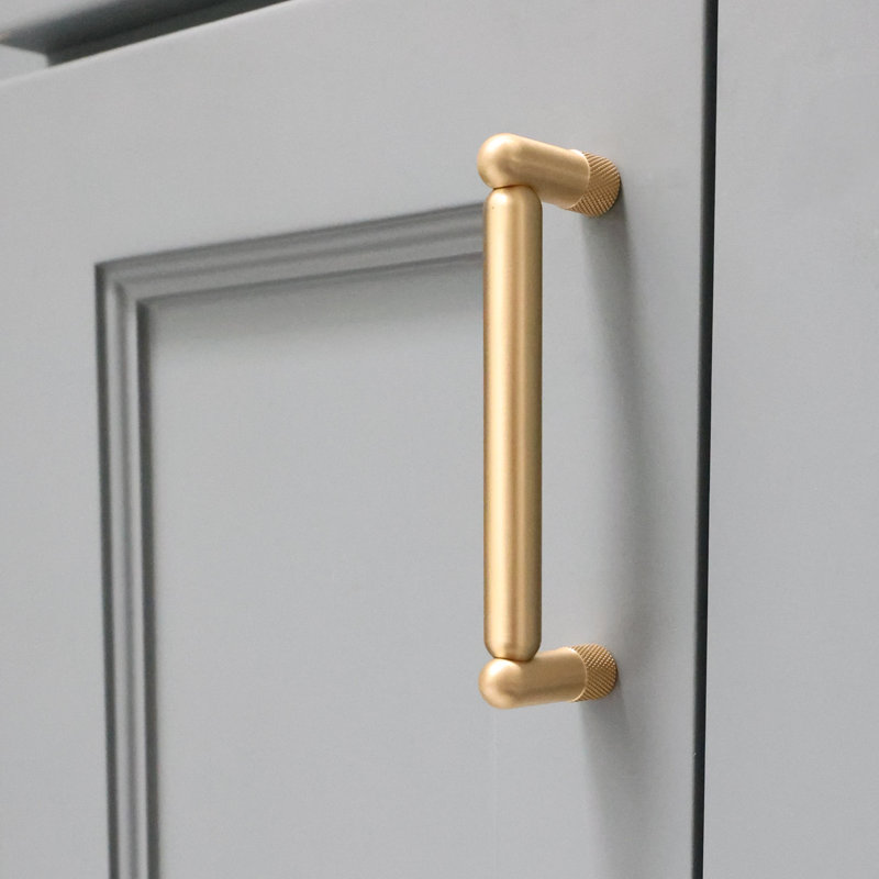 Knurled Bar / Handle Pull, 6", Satin Brass