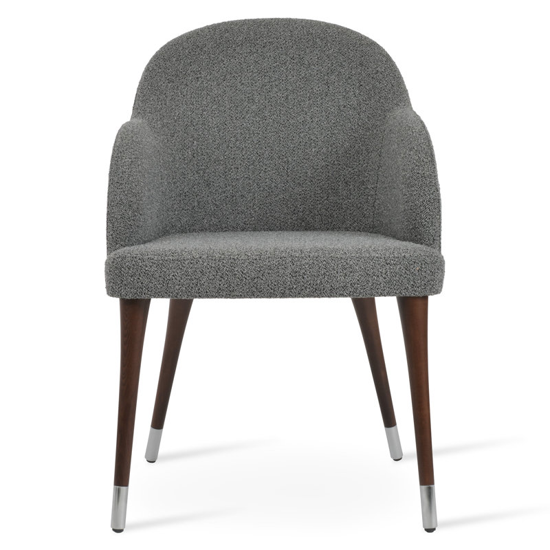 Fauteuil Alice en tissu blanc cassé Boucle, gris