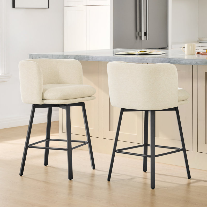 Modern Upholstered Swivel Counter Stool, Beige