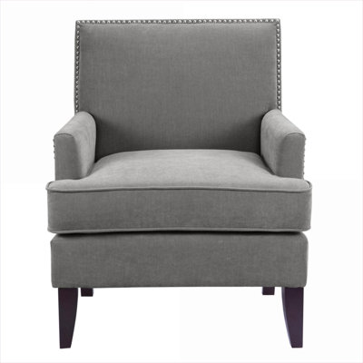 Single Seat Contemporary Track Arm Club Chair Polyester Upholstery Classic Gray Accent Seating