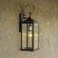 Applique murale d'extérieur noire 1 lumière - 19,4 po Avec abat-jour en verre transparent, câblé, ampoules non incluses
