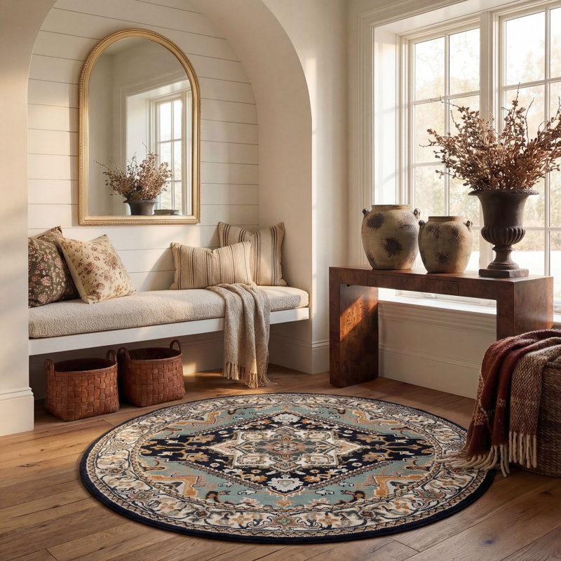 Tapis oriental en laine touffeté à la main Heritage, Rond 6 pi