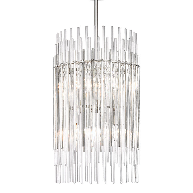 Wallis Single Cylinder Pendant, Polished Nickel, 8