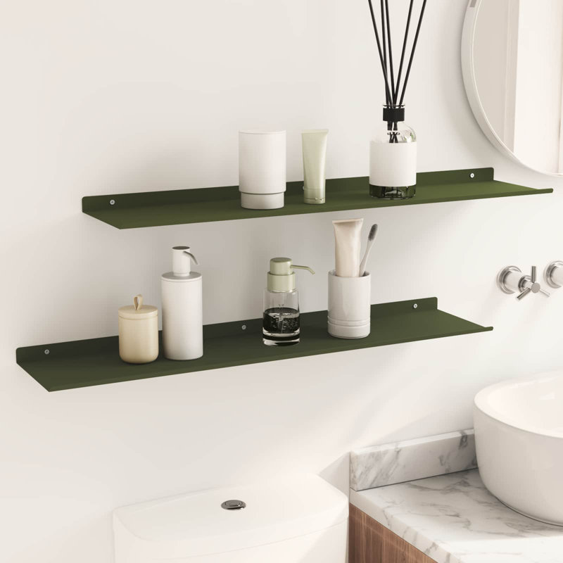 Steel Floating Shelf, Olive Green