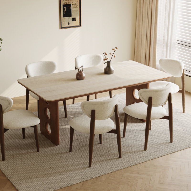 Chaise rembourrée beige capitonnée avec pieds en bois massif, aucun assemblage requis