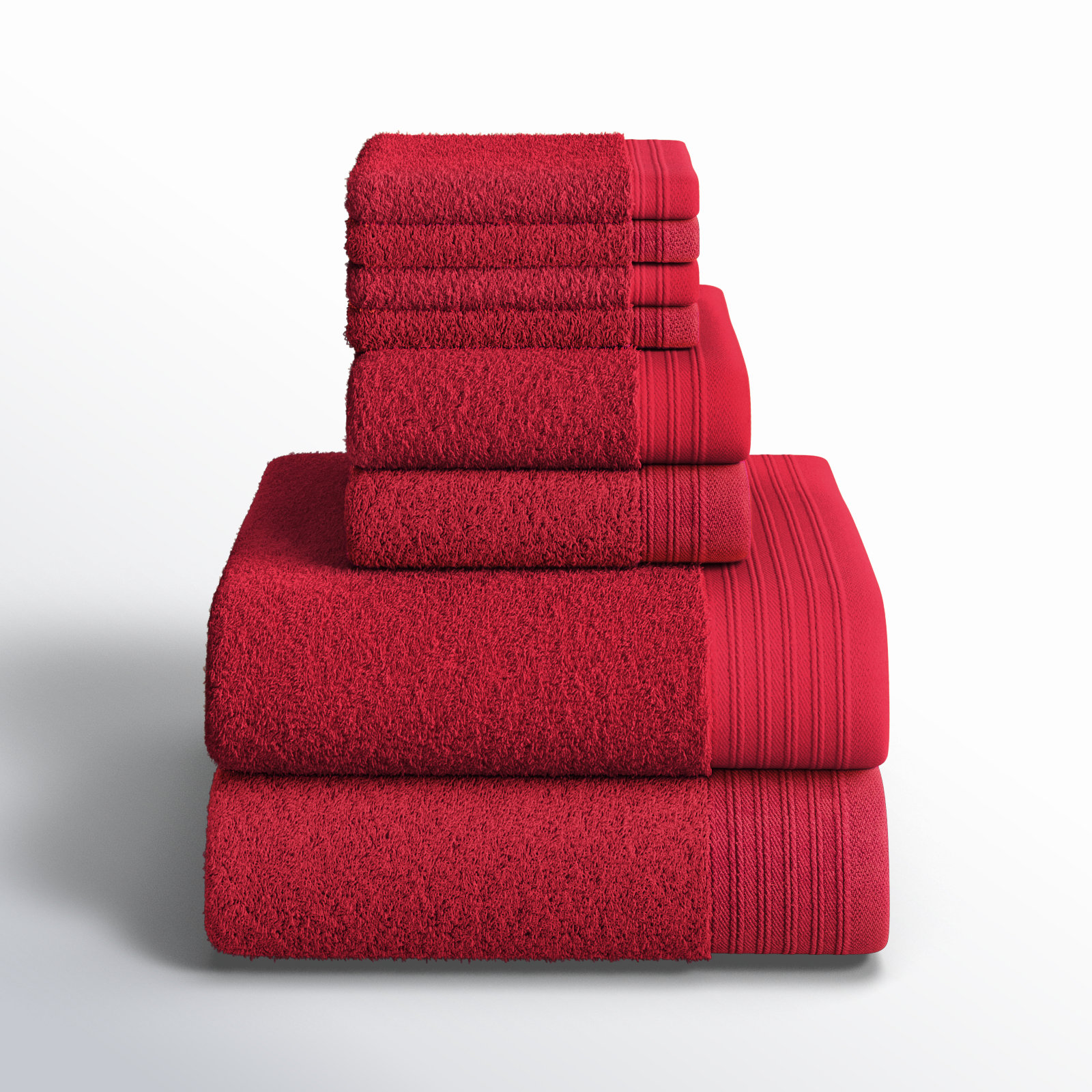 Doncia 8 Piece 100% Cotton Towel Set, Burgundy