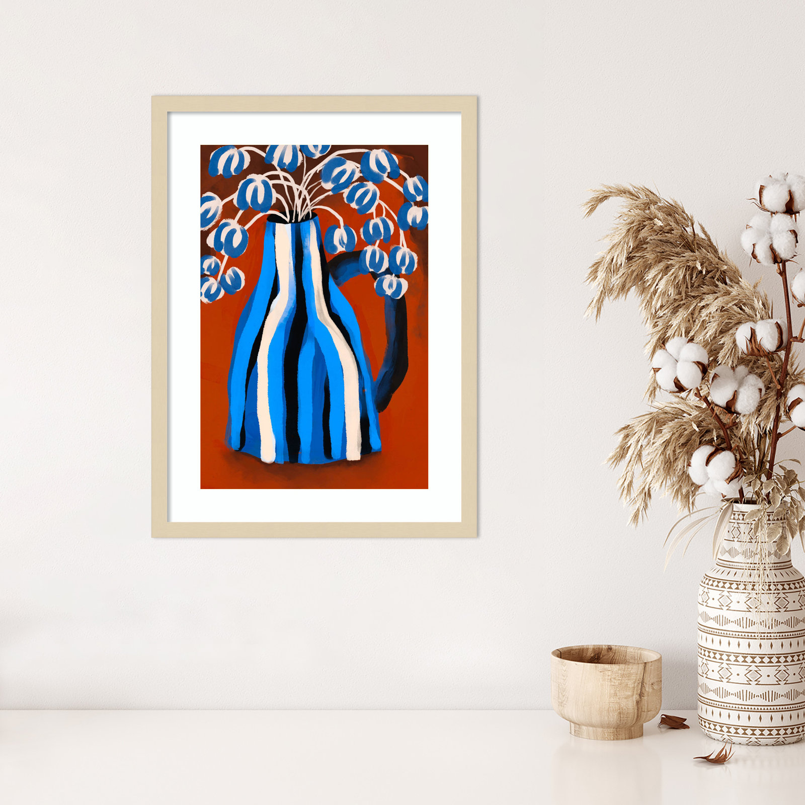 Galya "Striped Vase" Print by Treechild, Brown, 25" H x 19" W