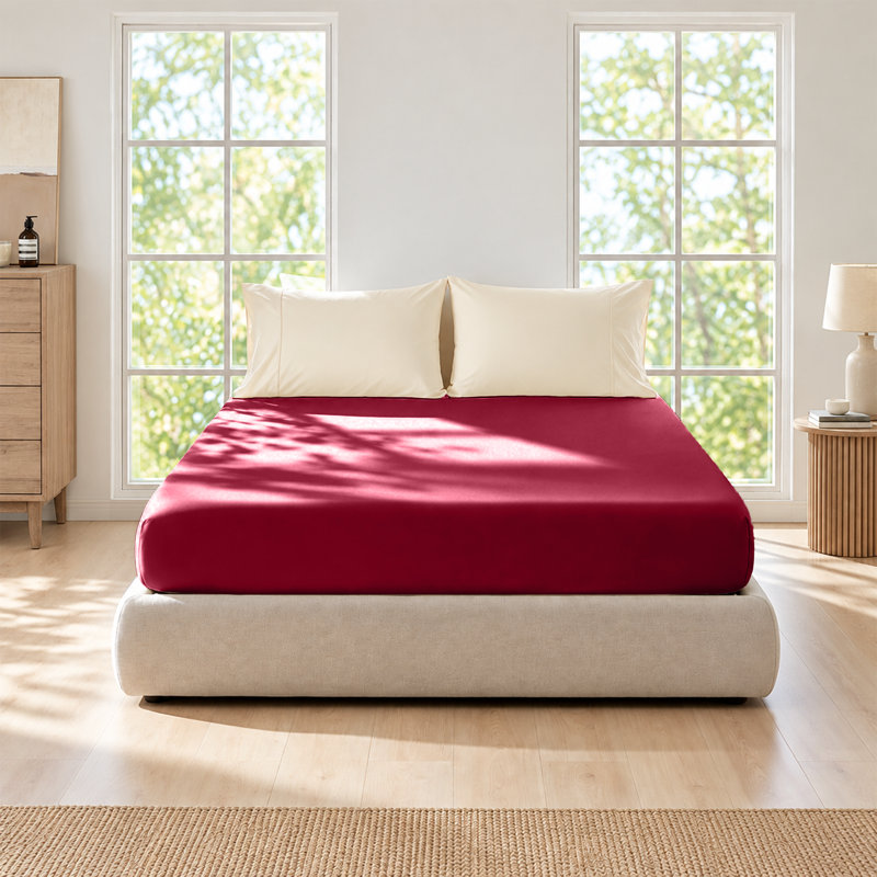 Bedroom Collection Standard Fitted Sheet, Super King, Red