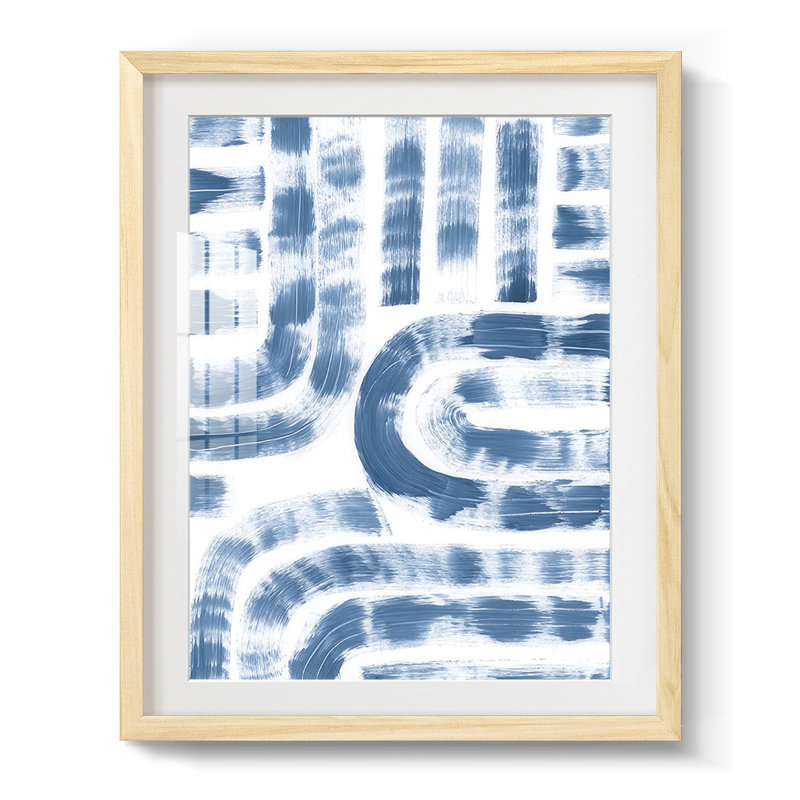 Dye Maze II, Blanc, Papier avec cadre naturel