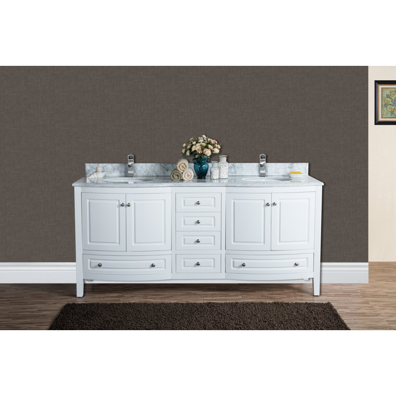 Ensemble de meuble-lavabo double 72 po Kaminski, Blanc