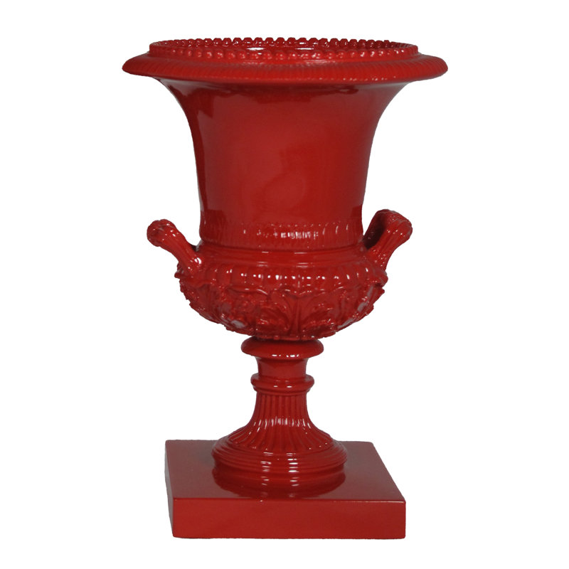 Decorative Urns & Jars, Glossy Red, 9" H x 7" W x 7" D