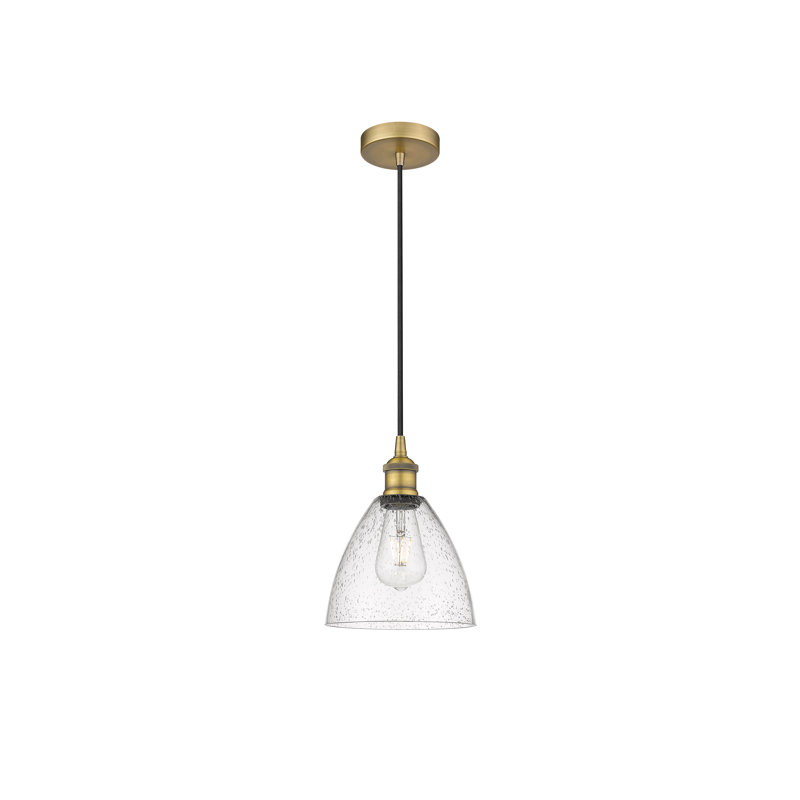 Luminaire suspendu en forme de dôme à 1 lumière Bluford, H 10,25 po x l 7,5 po x P 7,5 po, Laiton brossé