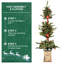 Arbre de Noël pré-éclairé avec base scintillante, lumières DEL, baies et pommes de pin, branches complètes pour un décor festif