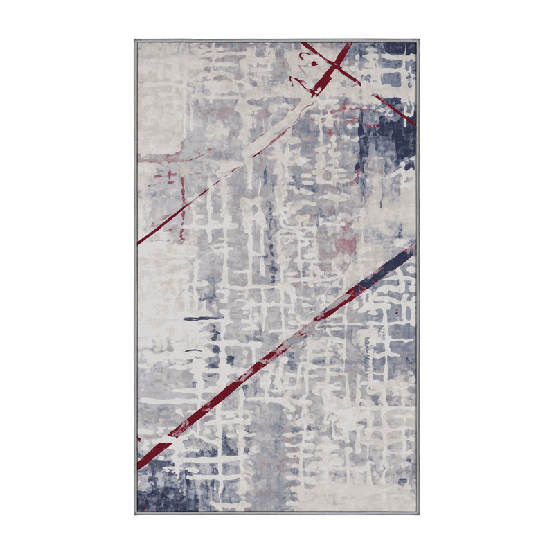 Tapis gris lavable à la machine, Rectangle 7 pi x 9 pi