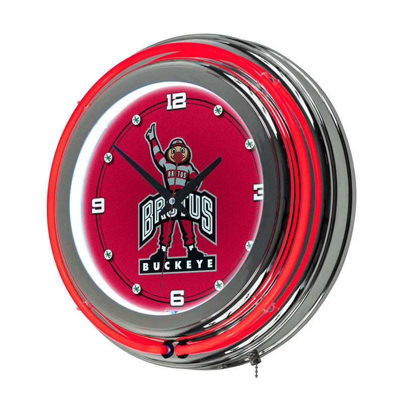 Horloge murale 14 "NCAA, Université de l'état de l'Ohio - Brutus Buckeye