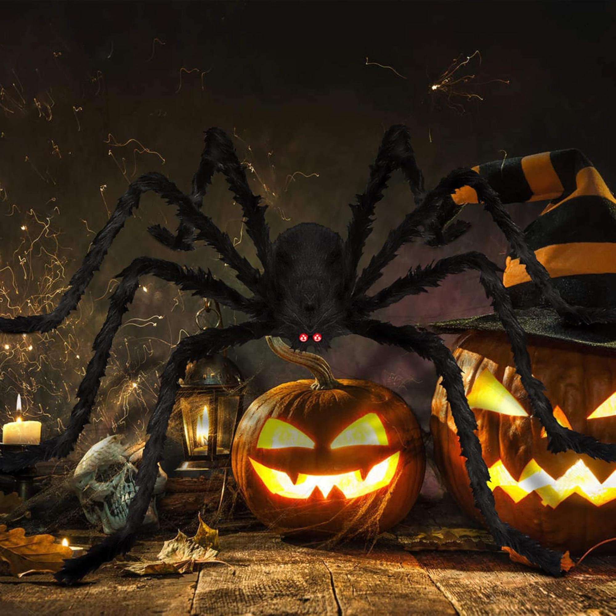 The Holiday Aisle® Halloween Giant Spiders Set: 2PCS Fake Large Hairy  Spider Decorations - 6.5FT/78IN/200CM Scary Virtual Realistic Spider Props  For ..., image size:2000x2000