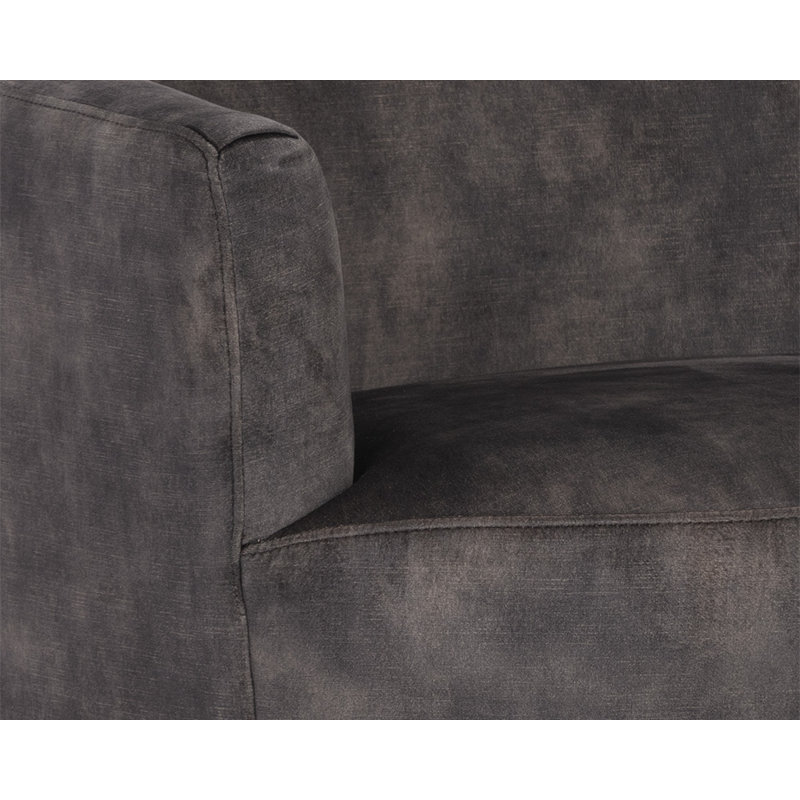 Hudnut Swivel Armchair, Antique Brown Faux Leather
