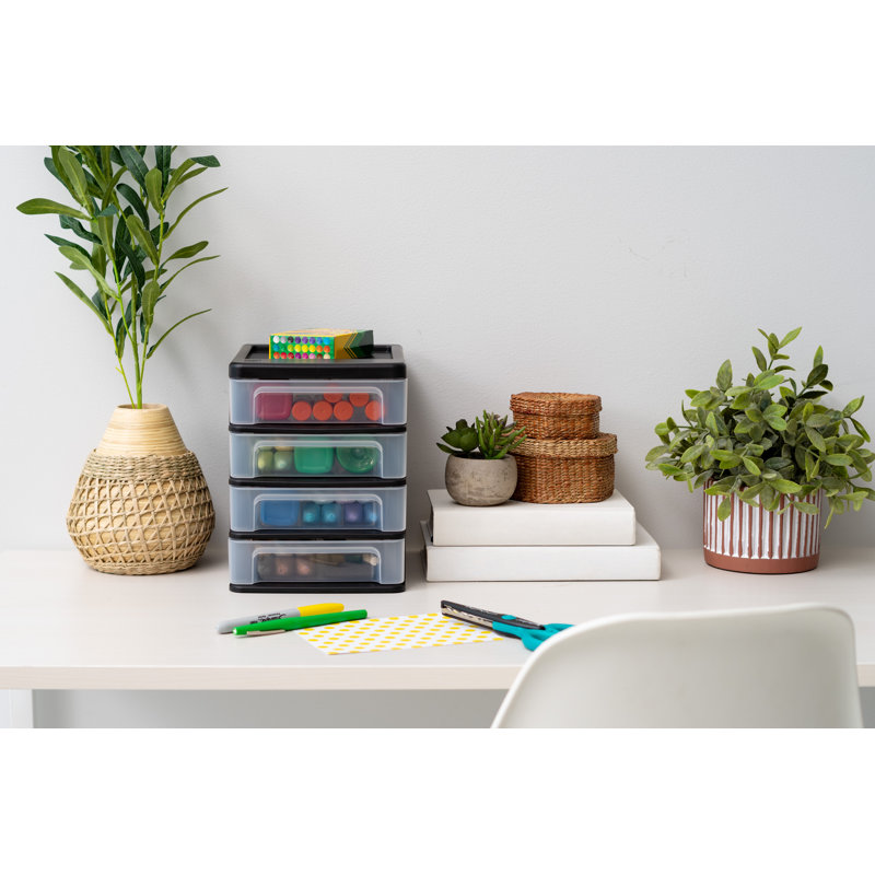 IRIS Plastic Stackable Desk Organizer, Black