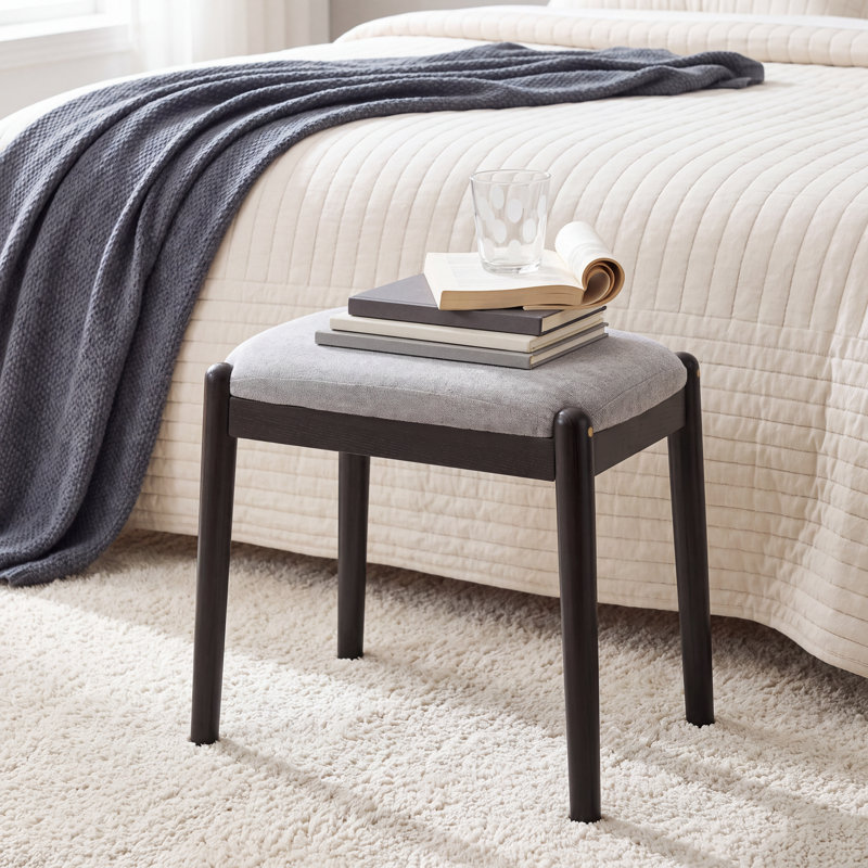 Tabouret de coiffeuse moderne en chêne massif avec siège rembourré